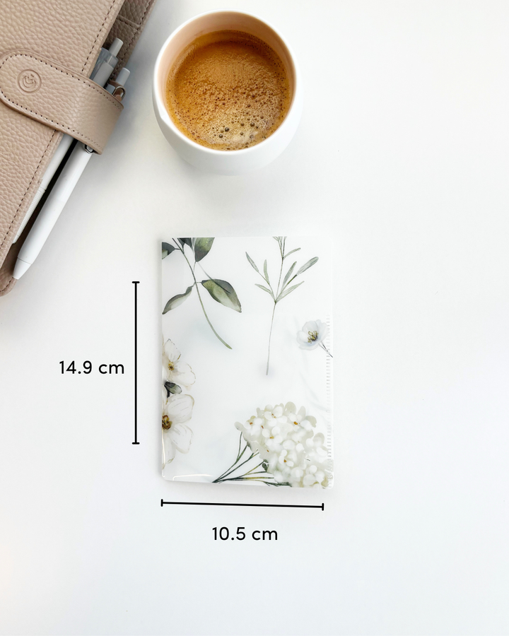 Mini chemise - Rangement d'autocollants - A6 - Jardin floral blanc