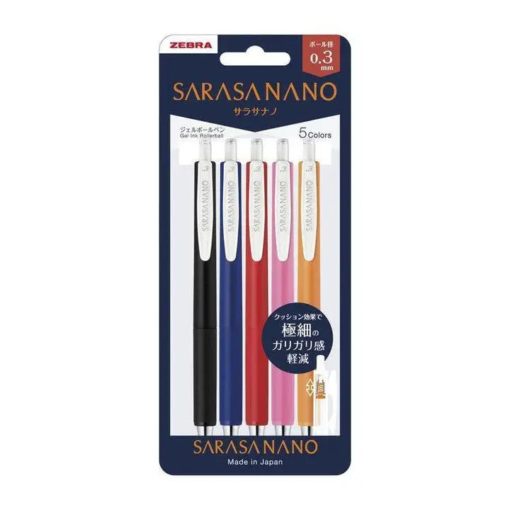 Ensemble de 5 stylos à bille gel Sarasa Nano 0,3 mm