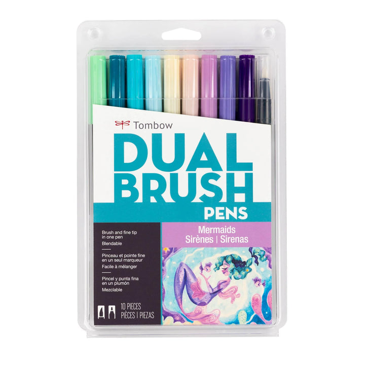 Stylo-pinceau double embout - Sirènes- Ensemble de 10