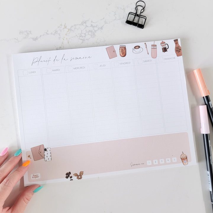 05- Café latté - Semainier - 26 feuilles