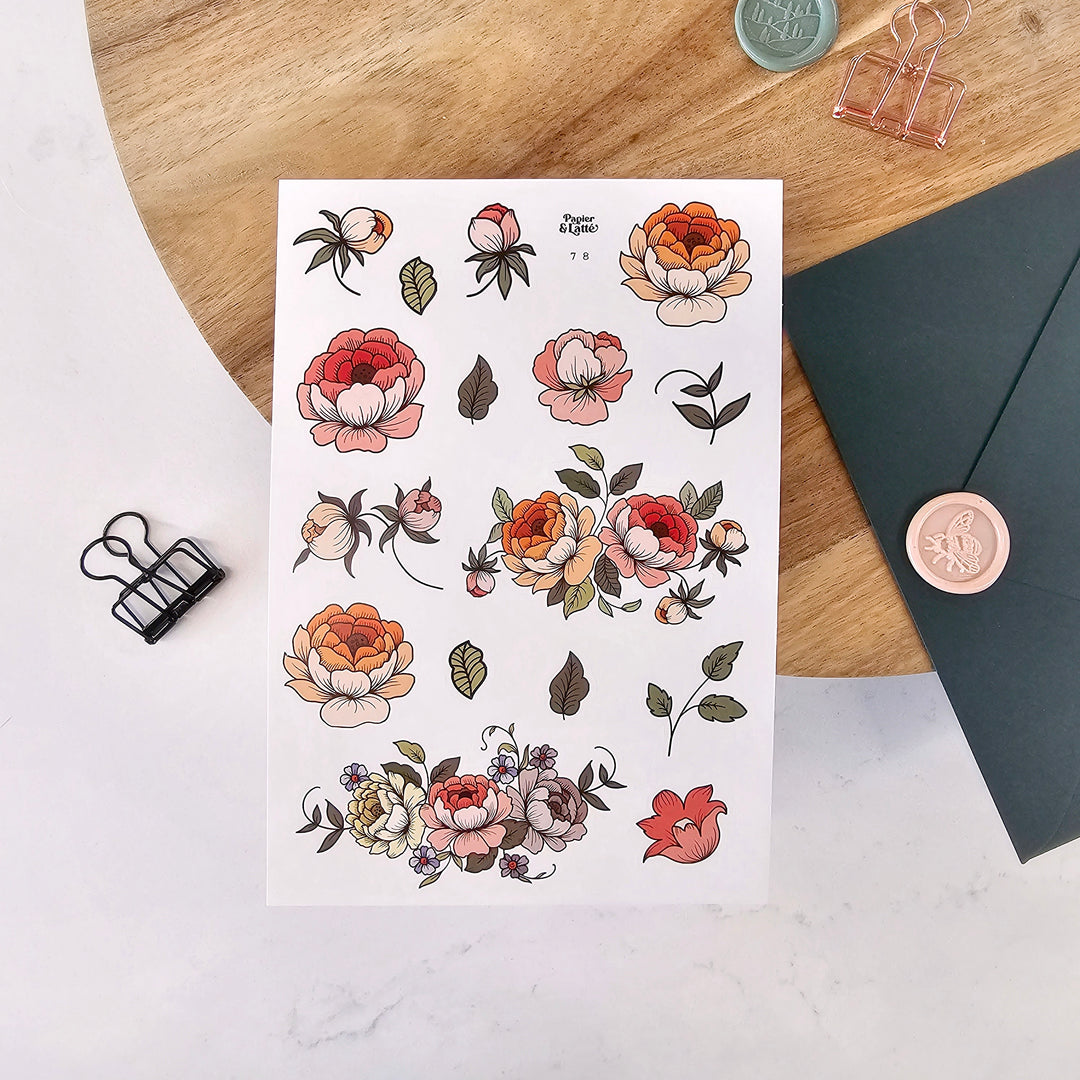 Autocollants - 78. Fleurs effet tatouages / Stickers