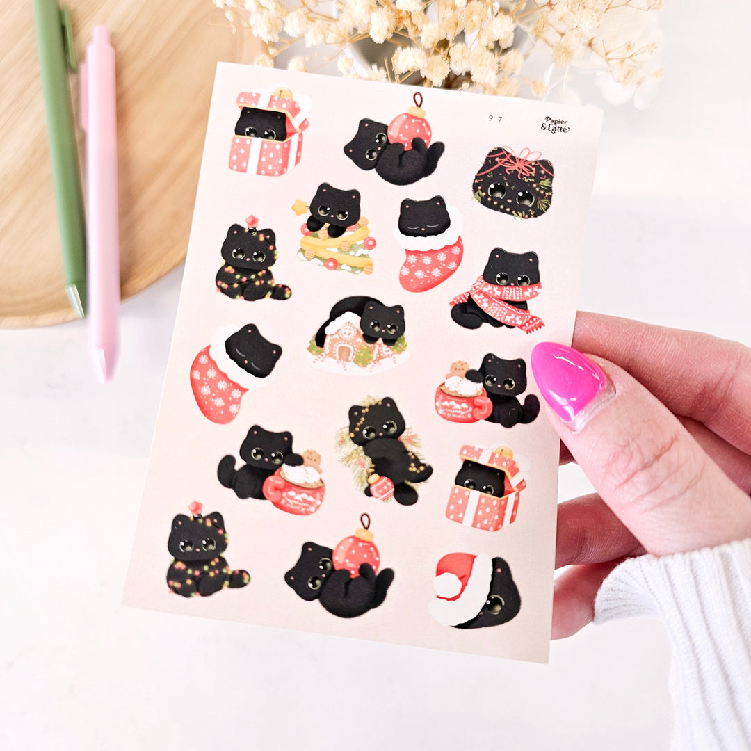 Mini feuille d'autocollants - 97. Chatons de Noël / Stickers