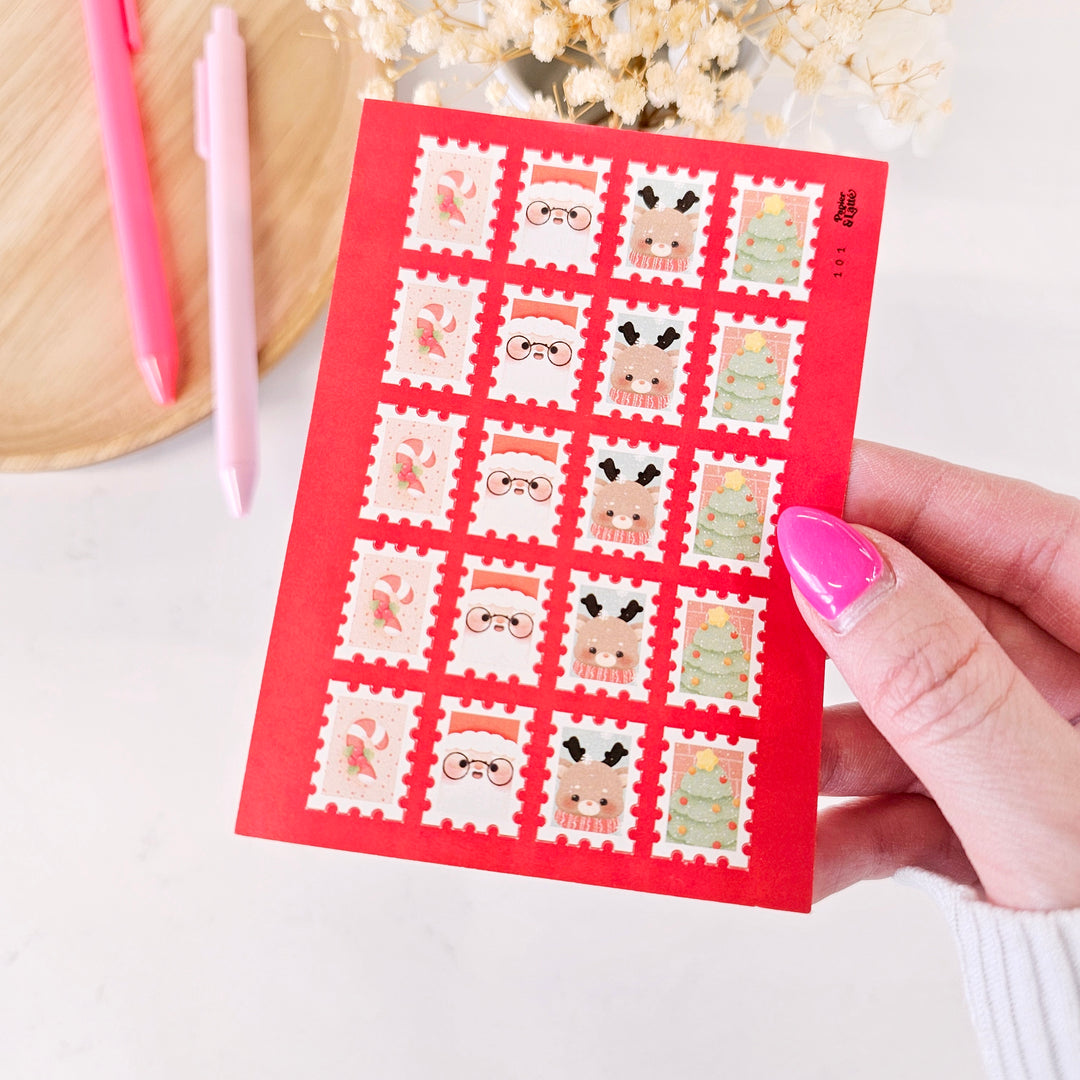 Mini feuille d'autocollants - 101. Timbre poste de Noël / Stickers