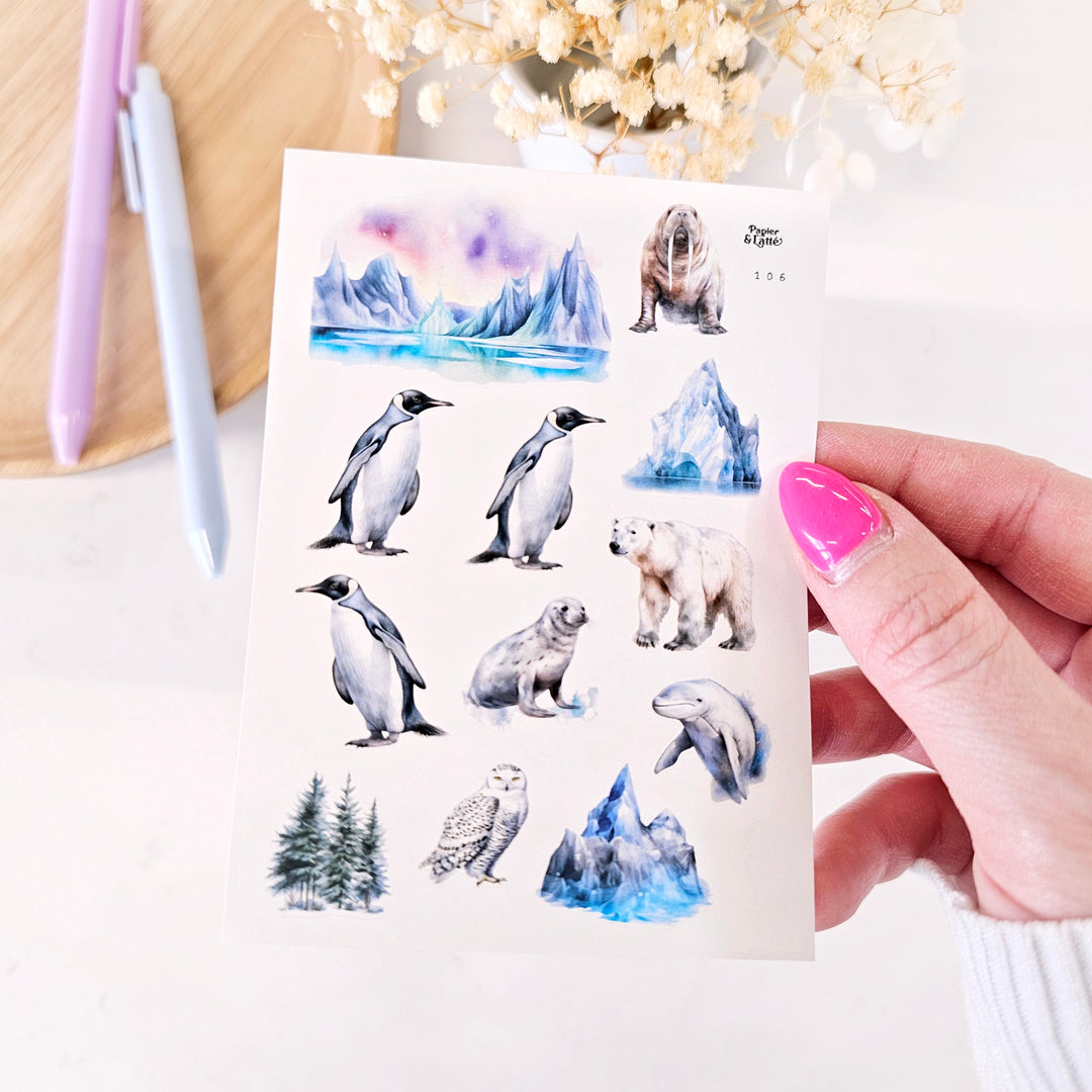 Mini feuille d'autocollants - 106. Antarctique / Stickers