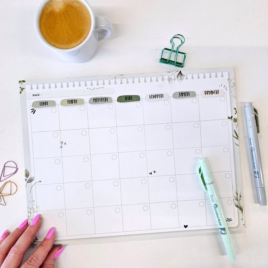 18 - Eucalyptus - Calendrier Mensuel - 26 feuilles