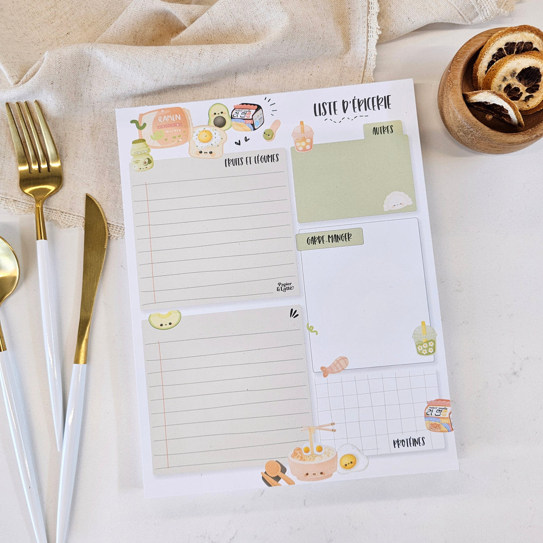 Liste d'épicerie - Saveur asiatique - GRAND Bloc-notes
