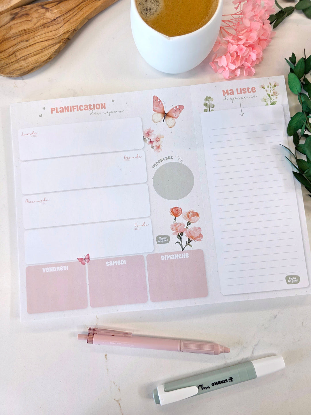 11 - Fleurs & papillons - Planificateur de repas