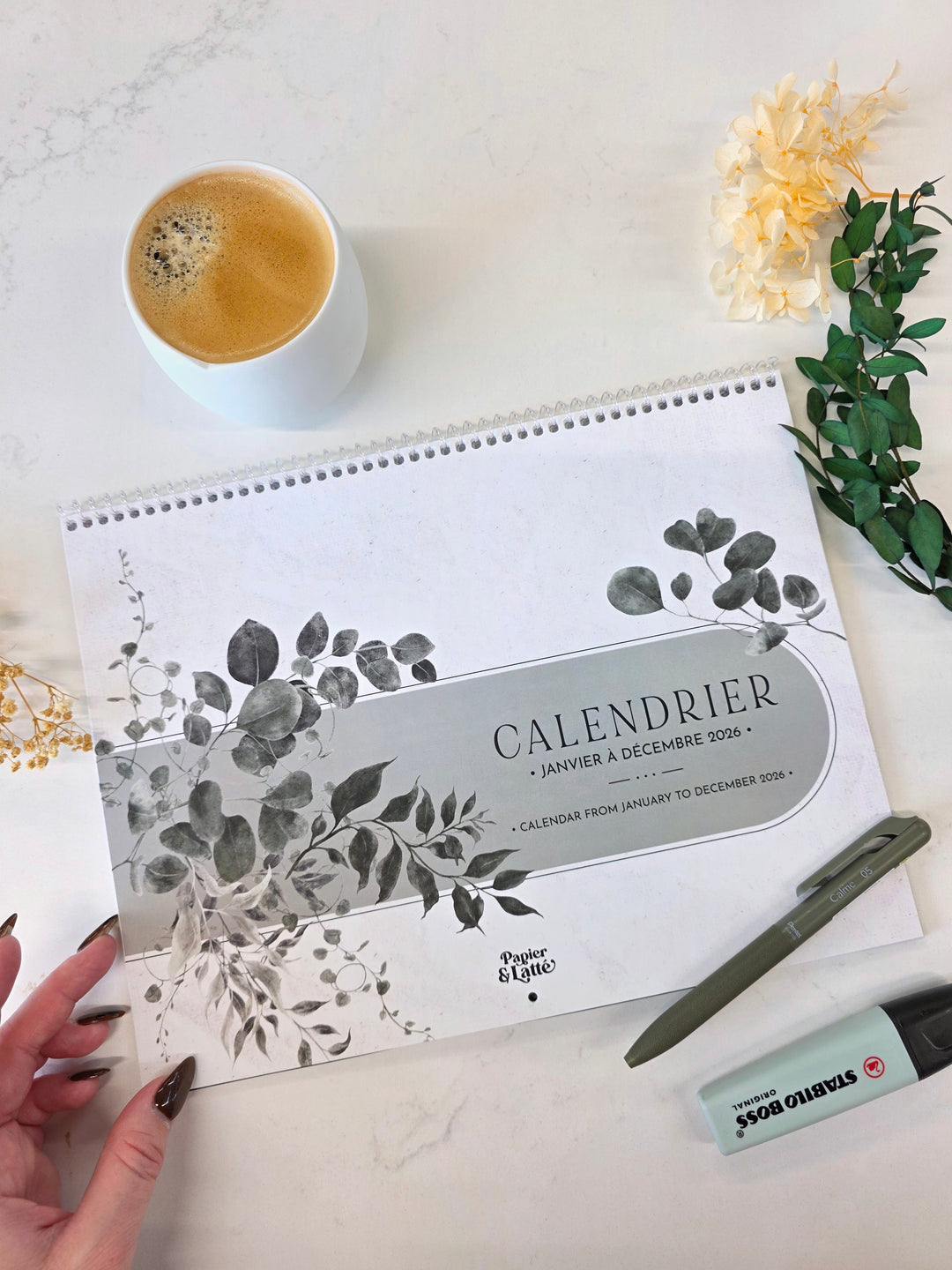 02 - Calendrier mural 2026 - Eucalyptus - Bilingue