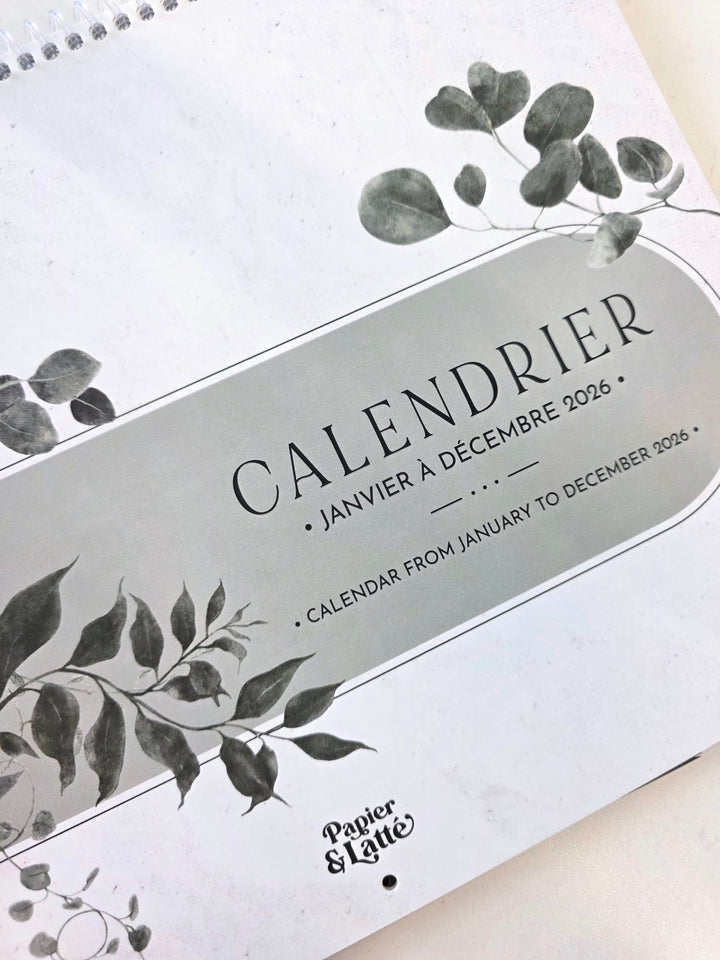 02 - Calendrier mural 2026 - Eucalyptus - Bilingue