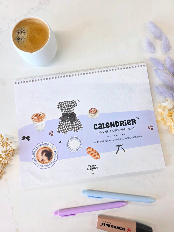 04 - Calendrier mural 2026 - Café - Bilingue