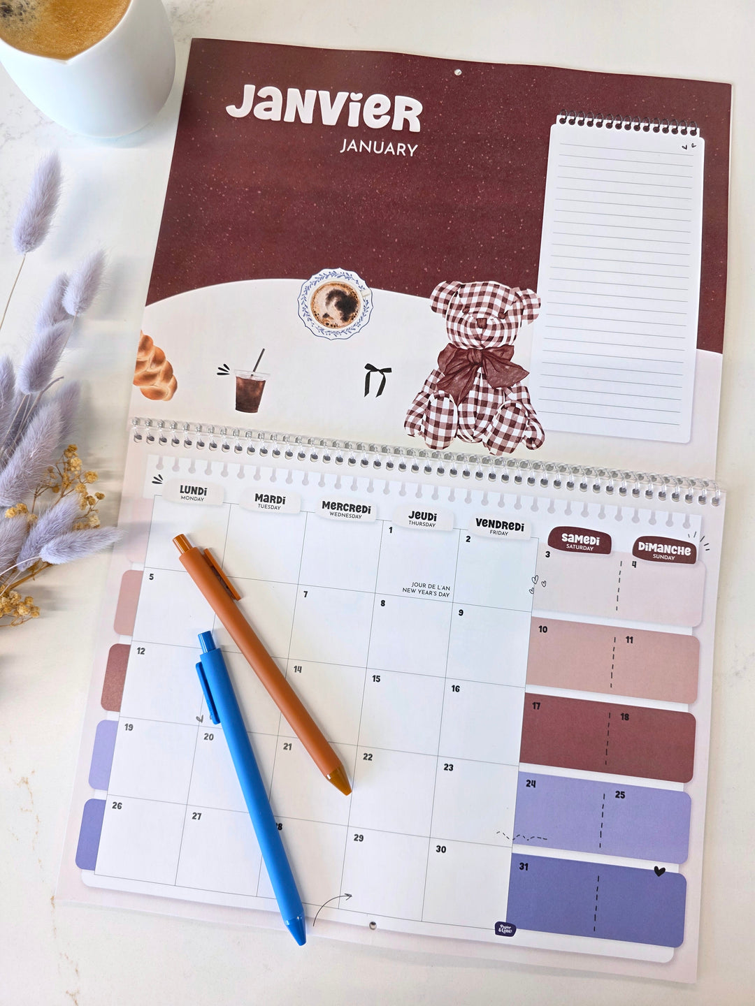 04 - Calendrier mural 2026 - Café - Bilingue