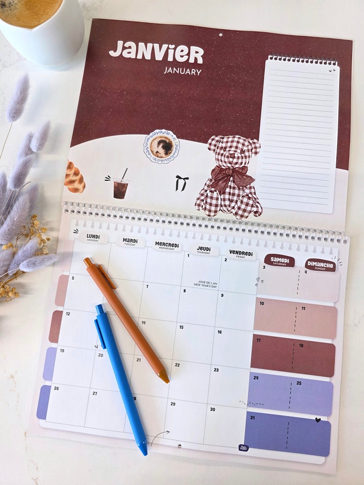 04 - Calendrier mural 2026 - Café - Bilingue