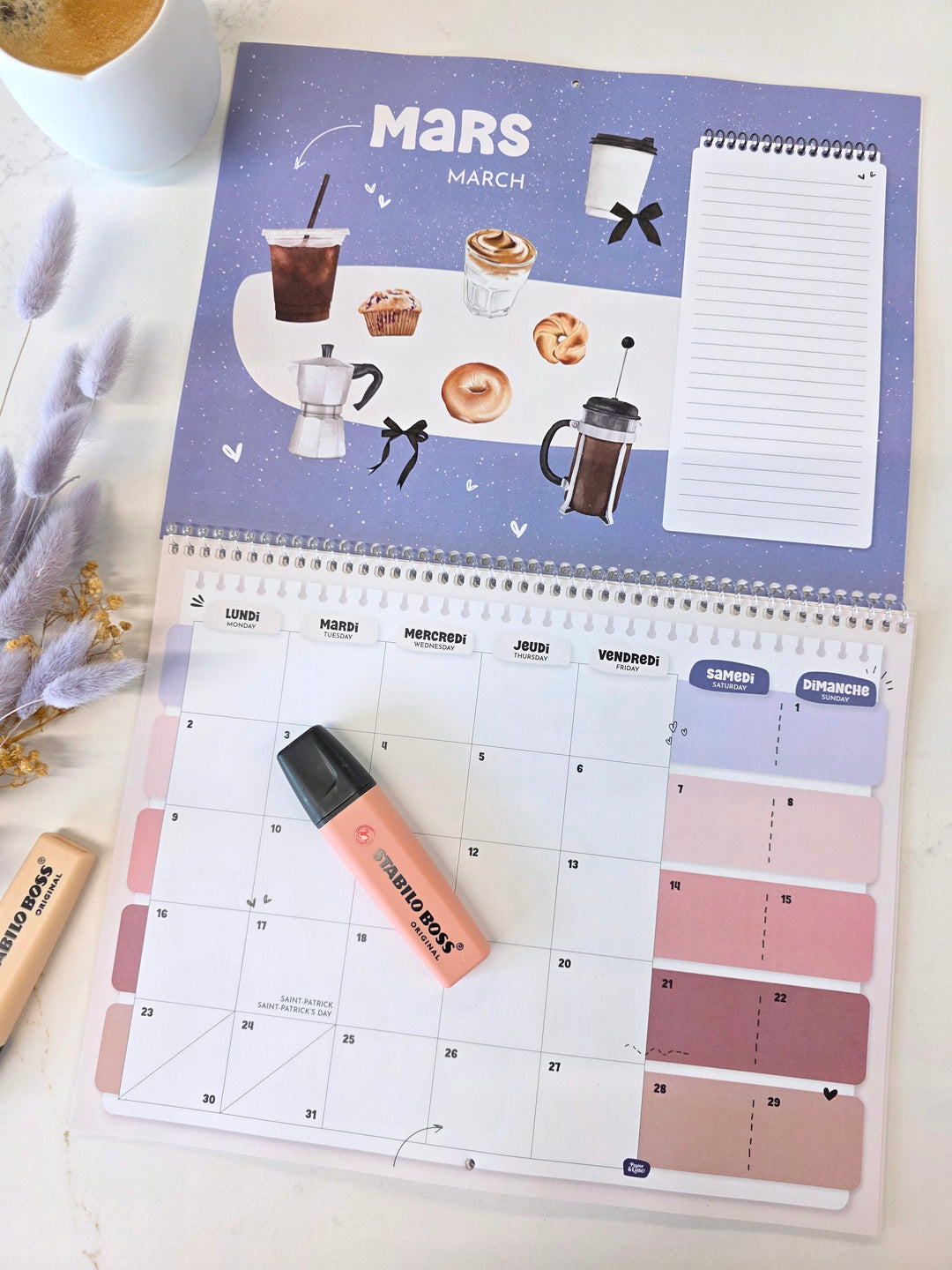 04 - Calendrier mural 2026 - Café - Bilingue