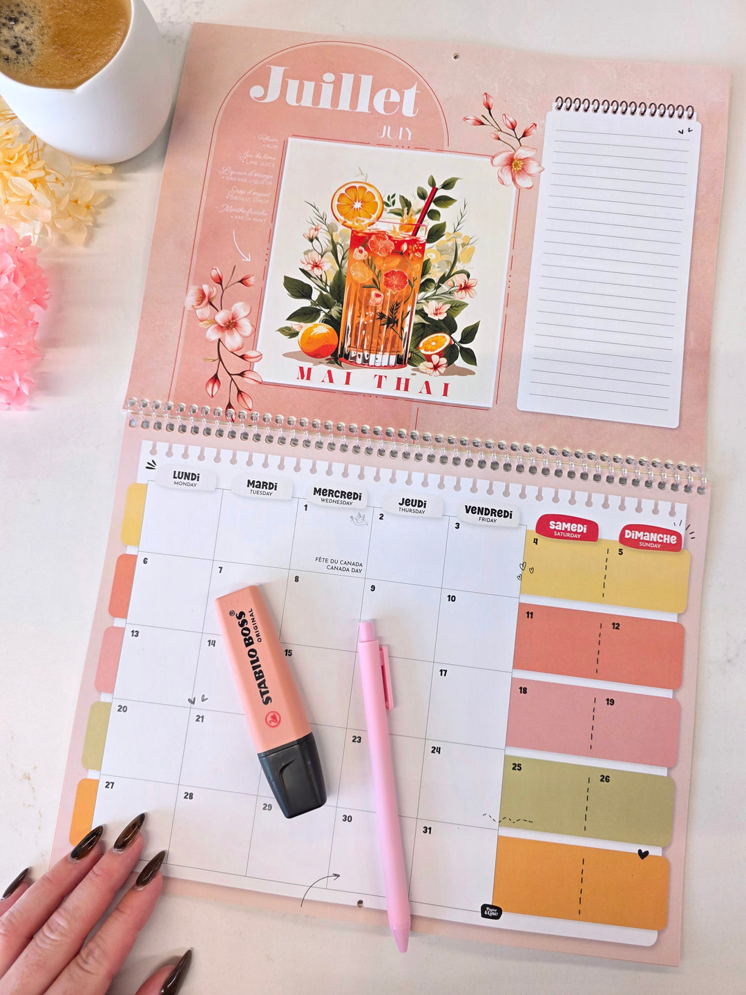 03 - Calendrier mural 2026 - Cocktails - Bilingue