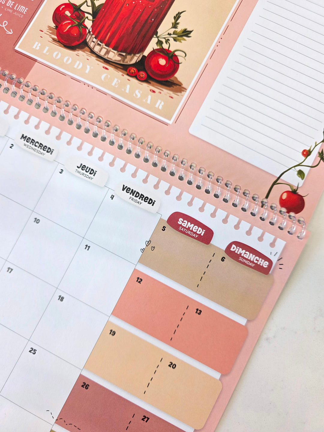 03 - Calendrier mural 2026 - Cocktails - Bilingue