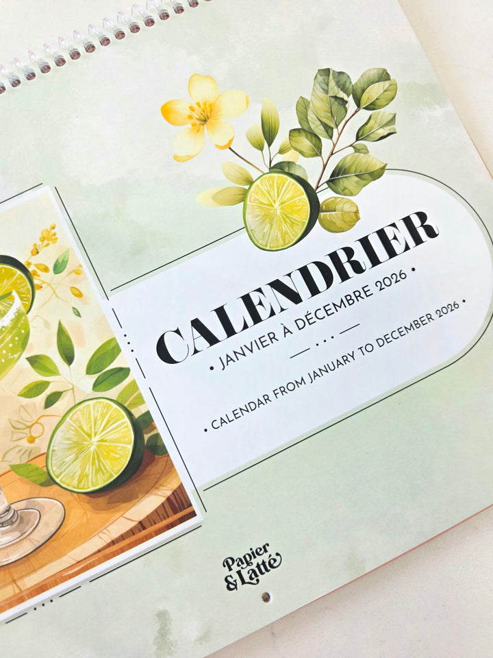 03 - Calendrier mural 2026 - Cocktails - Bilingue