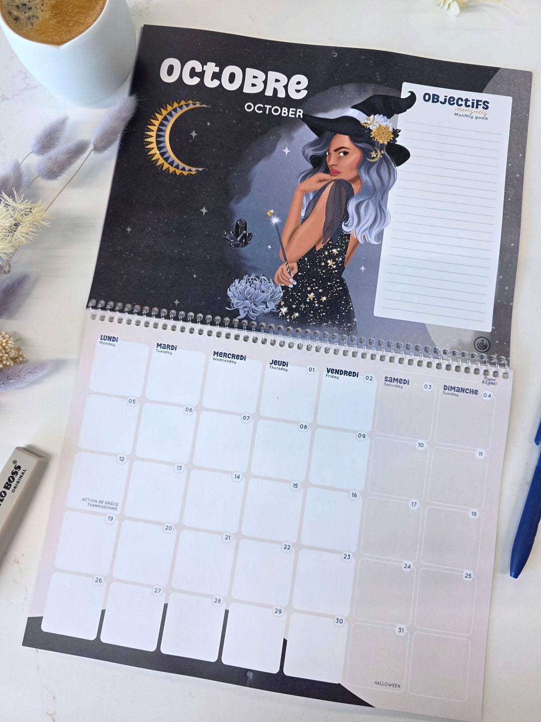 05 - Calendrier mural 2026 - Lunaire - Bilingue