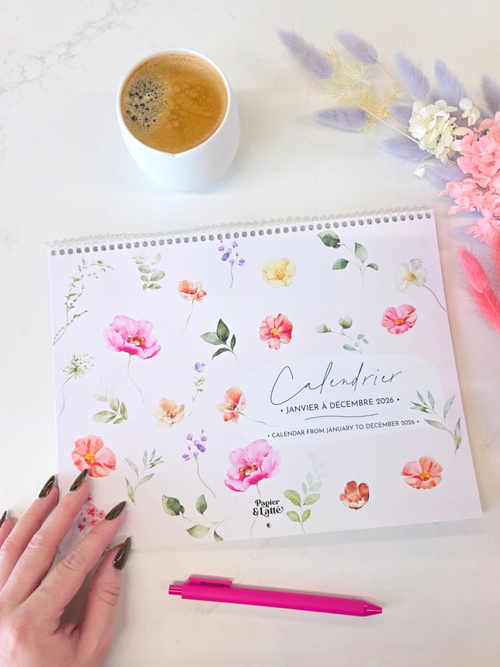 01 - Calendrier mural 2026 - Fleuri - Bilingue