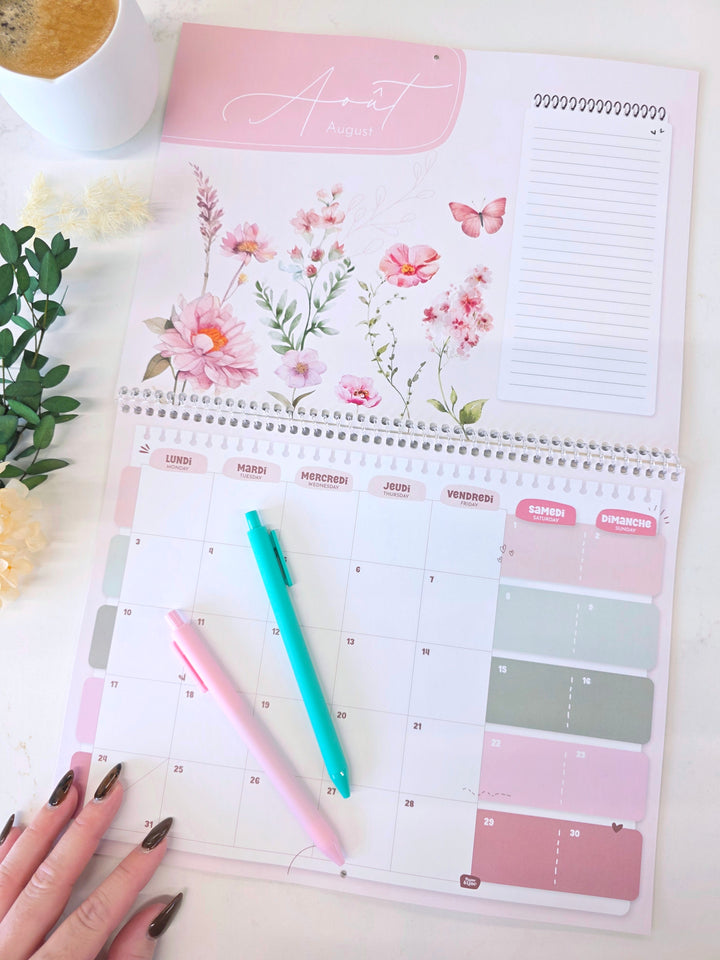 01 - Calendrier mural 2026 - Fleuri - Bilingue