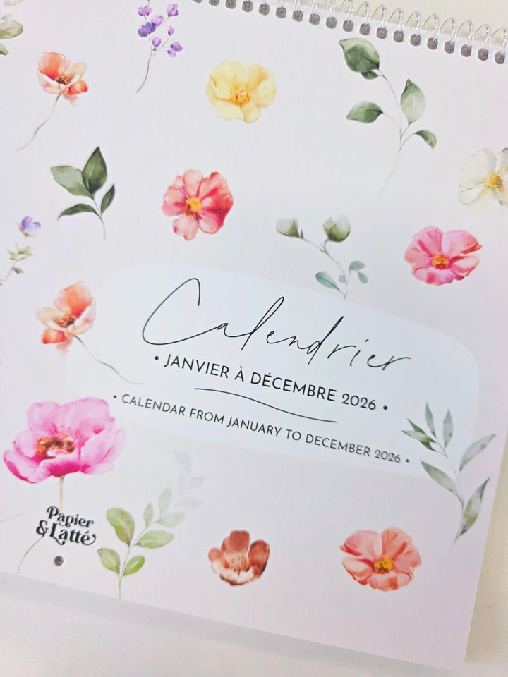 01 - Calendrier mural 2026 - Fleuri - Bilingue