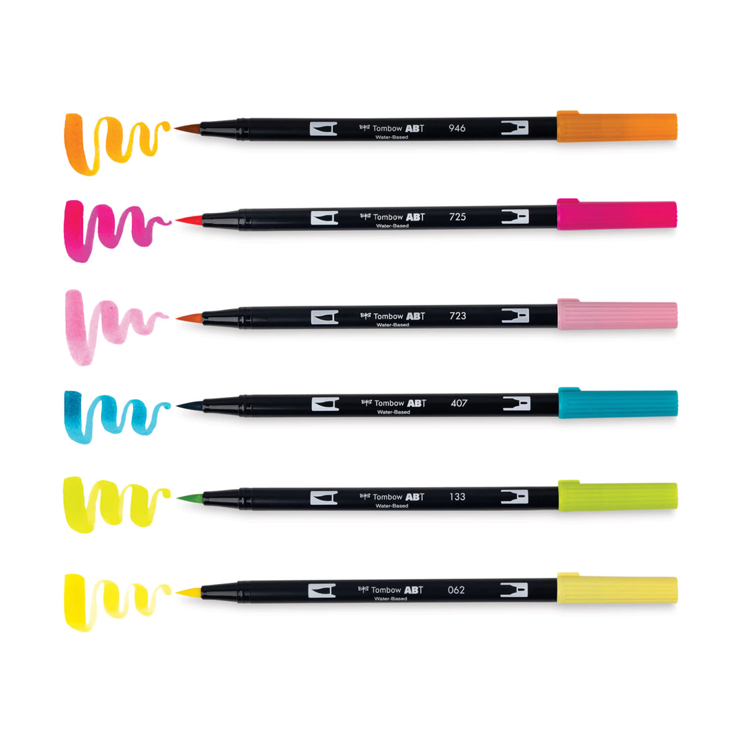 Stylo-pinceau double embout - Heure de l'apéro - Ensemble de 6