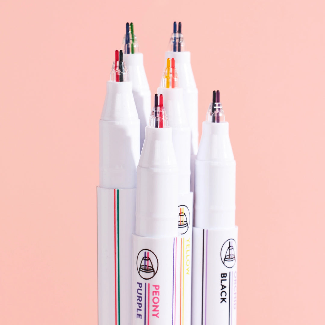 Marqueur double-trait - Pointe feutre 0.5mm - Paquet de 6