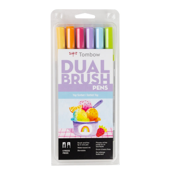 Stylo-pinceau double embout - Sorbet Yay - Ensemble de 6