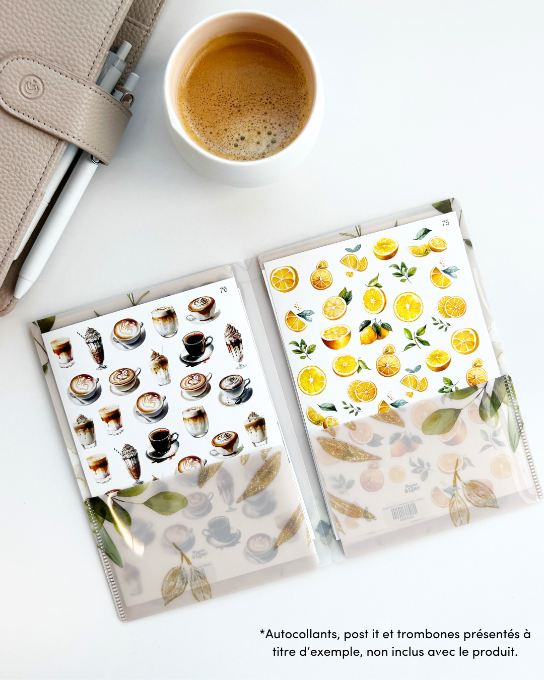 Petite chemise - Rangement d'autocollants - B6 - Jardin floral taupe