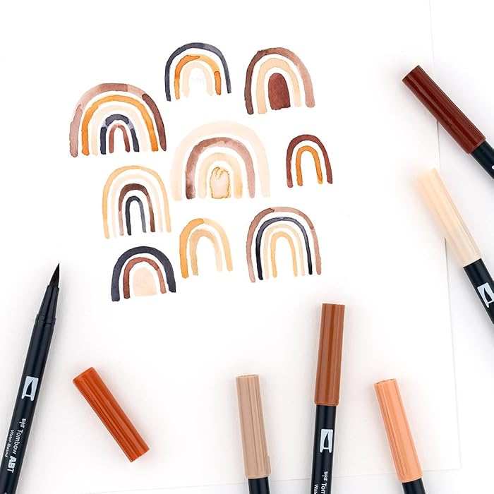 Stylo-pinceau double embout - Palette de portrait - Ensemble de 6
