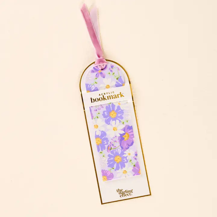 01 - Marque-page en acrylique – Bouquet de beauté mauve