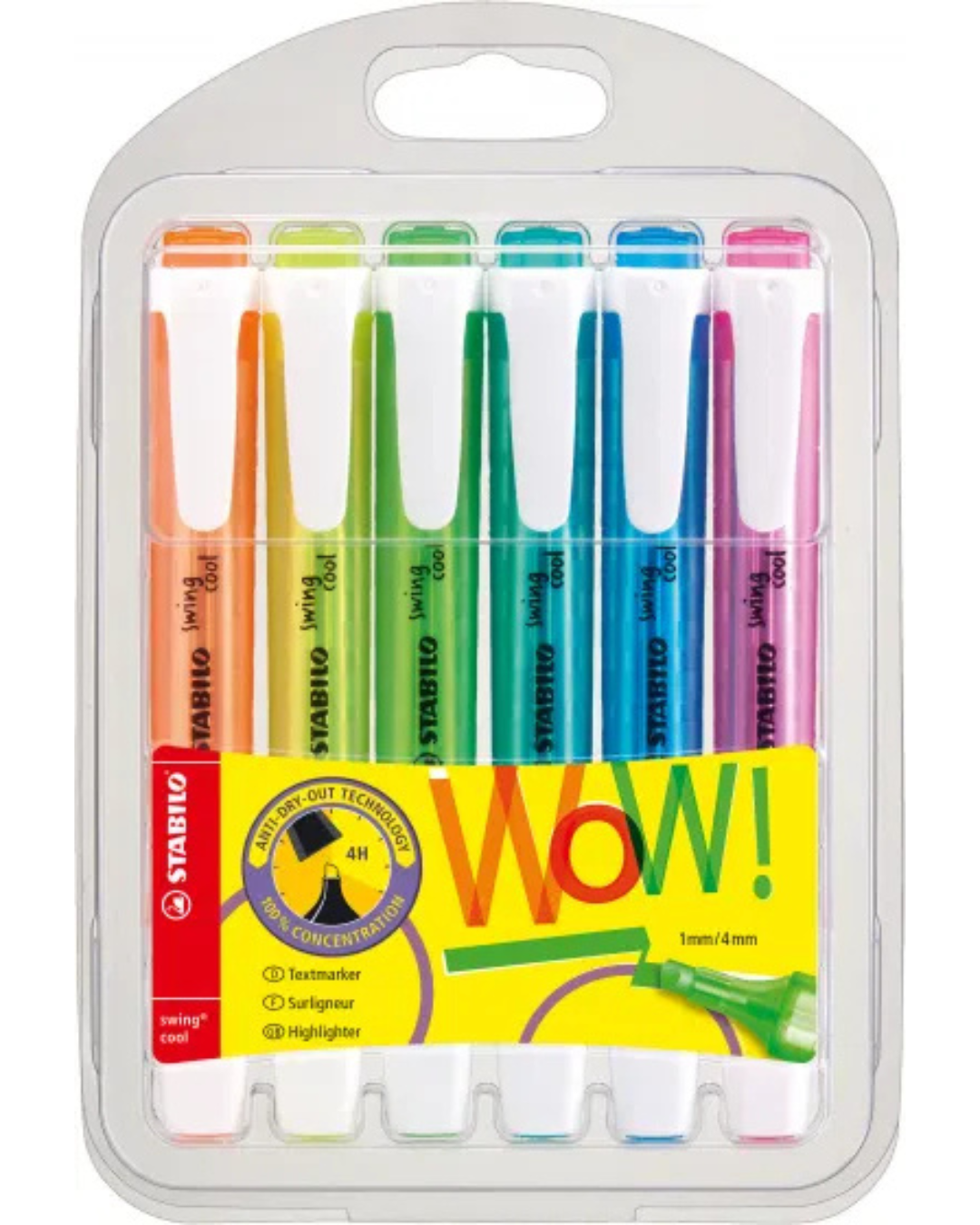 Ensemble de 6 - Surligneurs Swing cool - Couleurs Fluorescentes