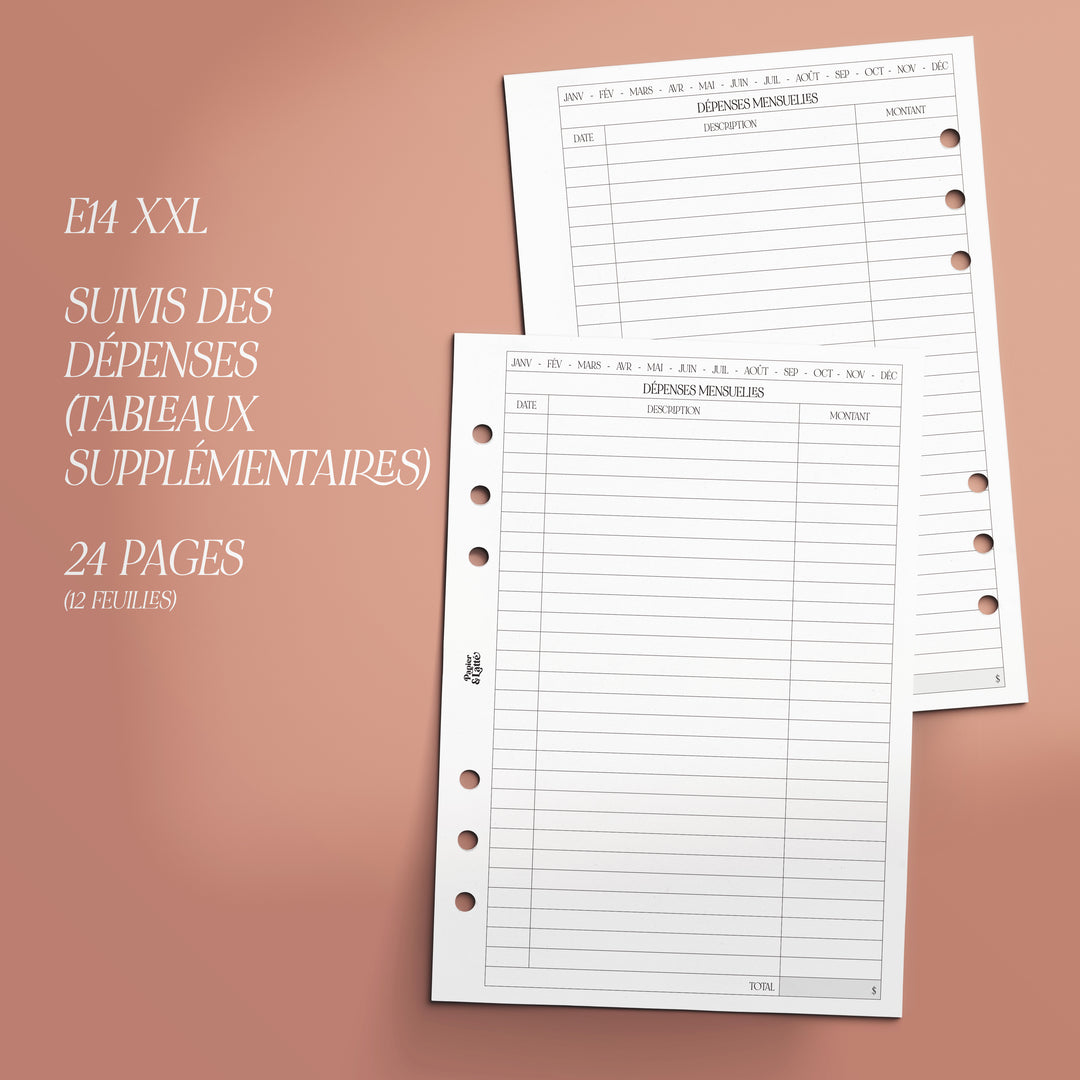 E14.1 - XXL - Tableaux supplémentaires de dépenses