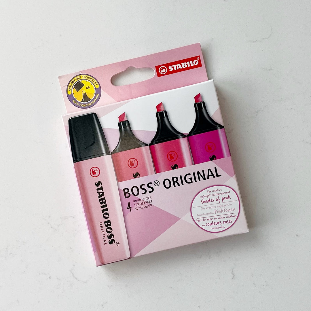 Ensemble de 4 surligneurs BOSS - Couleurs ROSES - Édition Limitée