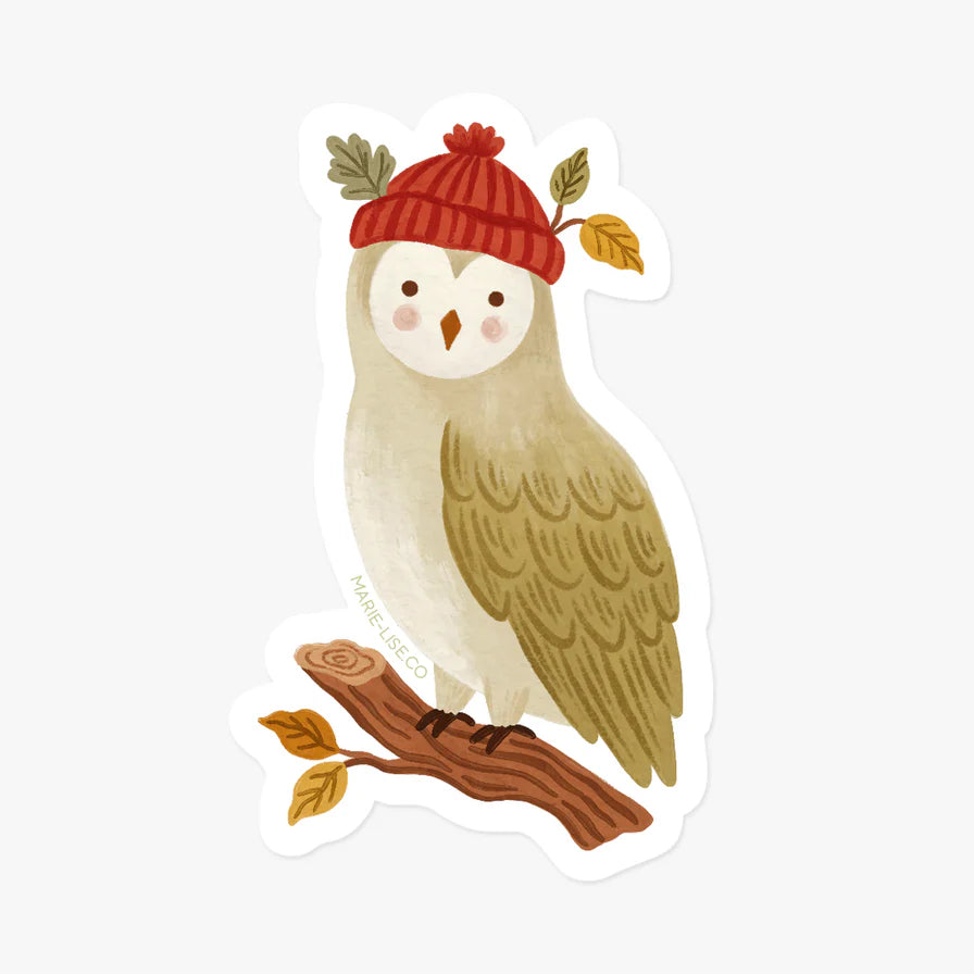 Hibou d'automne - Autocollant découpé - illustré par Marie-Lise