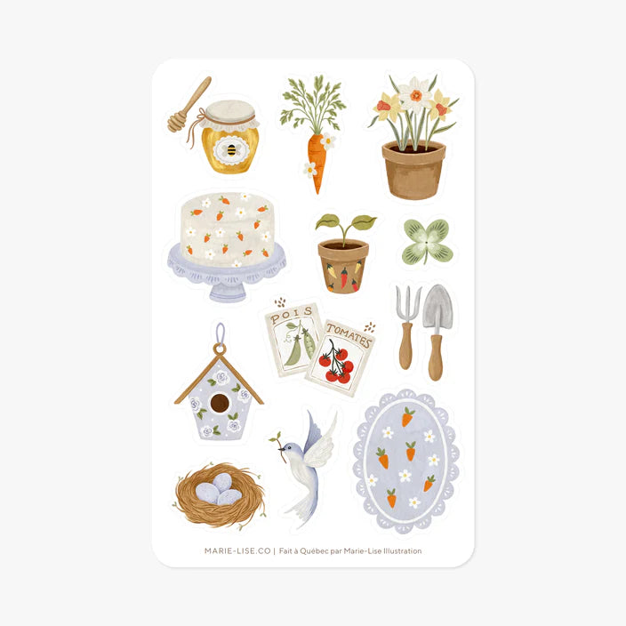 Feuille d'autocollants - Passion jardin - illustrée par Marie-Lise