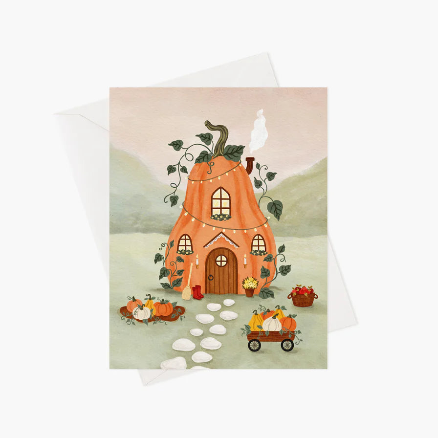 Maison citrouille - Carte de souhaits - illustrée par Marie-Lise (enveloppe incluse)