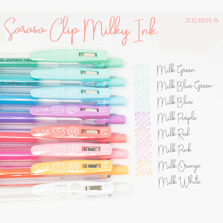 Sarasa clip gel - Couleurs laiteux - Ensemble de 8