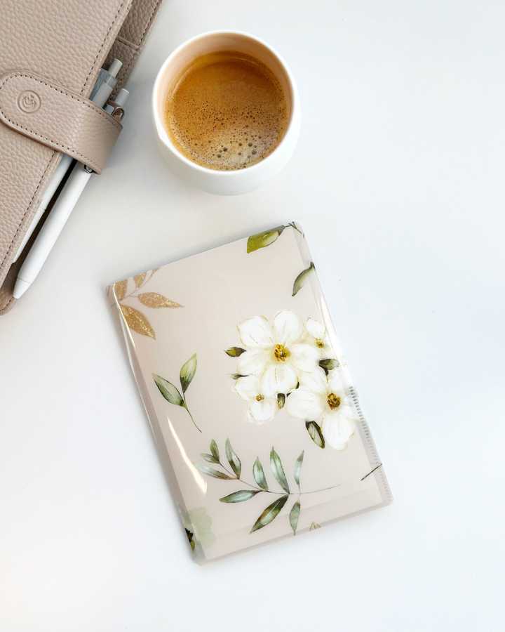 Petite chemise - Rangement d'autocollants - B6 - Jardin floral taupe