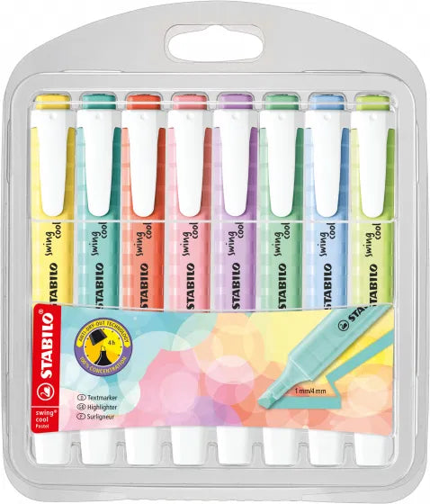Ensemble de 8 - Surligneurs Swing cool - Couleurs Pastel