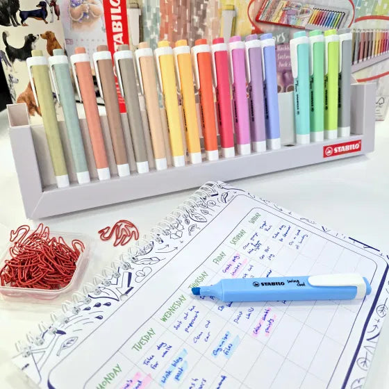 Ensemble de 18 - Surligneurs Swing cool - 12 Couleurs Pastel & 6 Couleurs nature