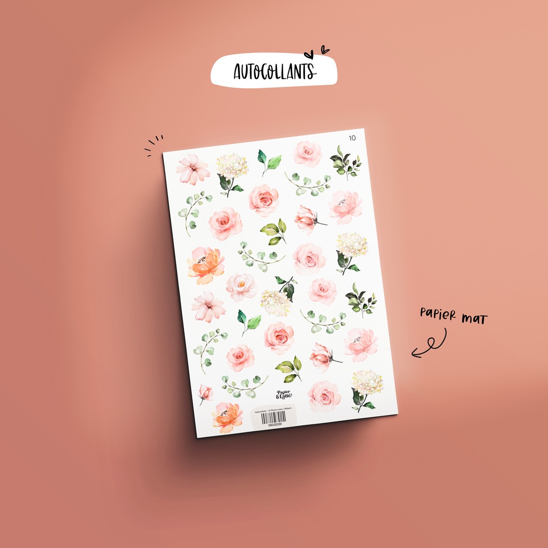 Autocollants - 10.Fleurs roses / Stickers
