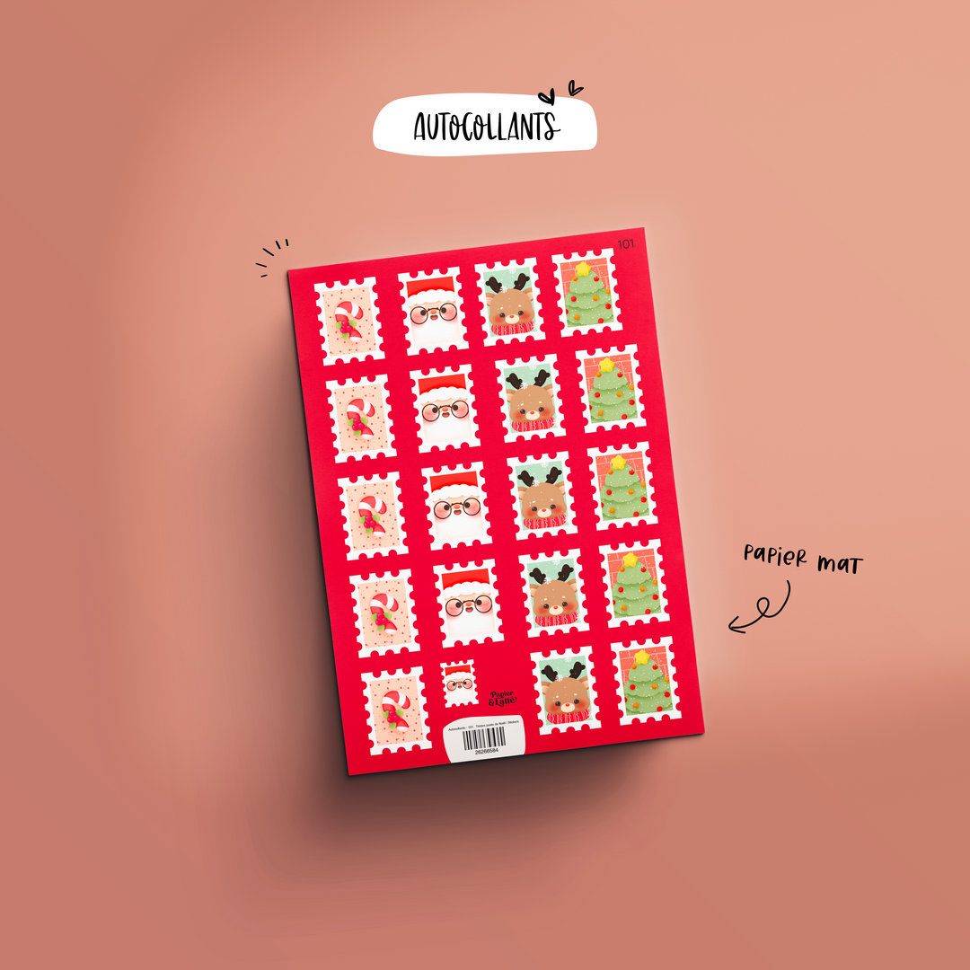 Autocollants - 101. Timbre poste de Noël / Stickers