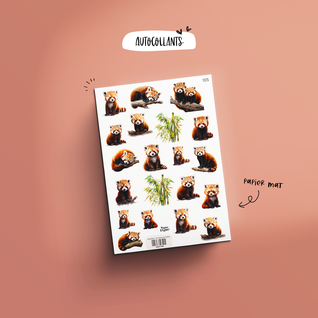 Autocollants - 105. Panda roux / Stickers