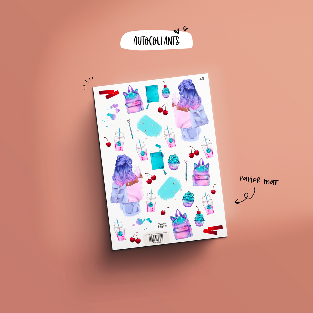 Autocollants - 49. Purple and cupcakes / Stickers