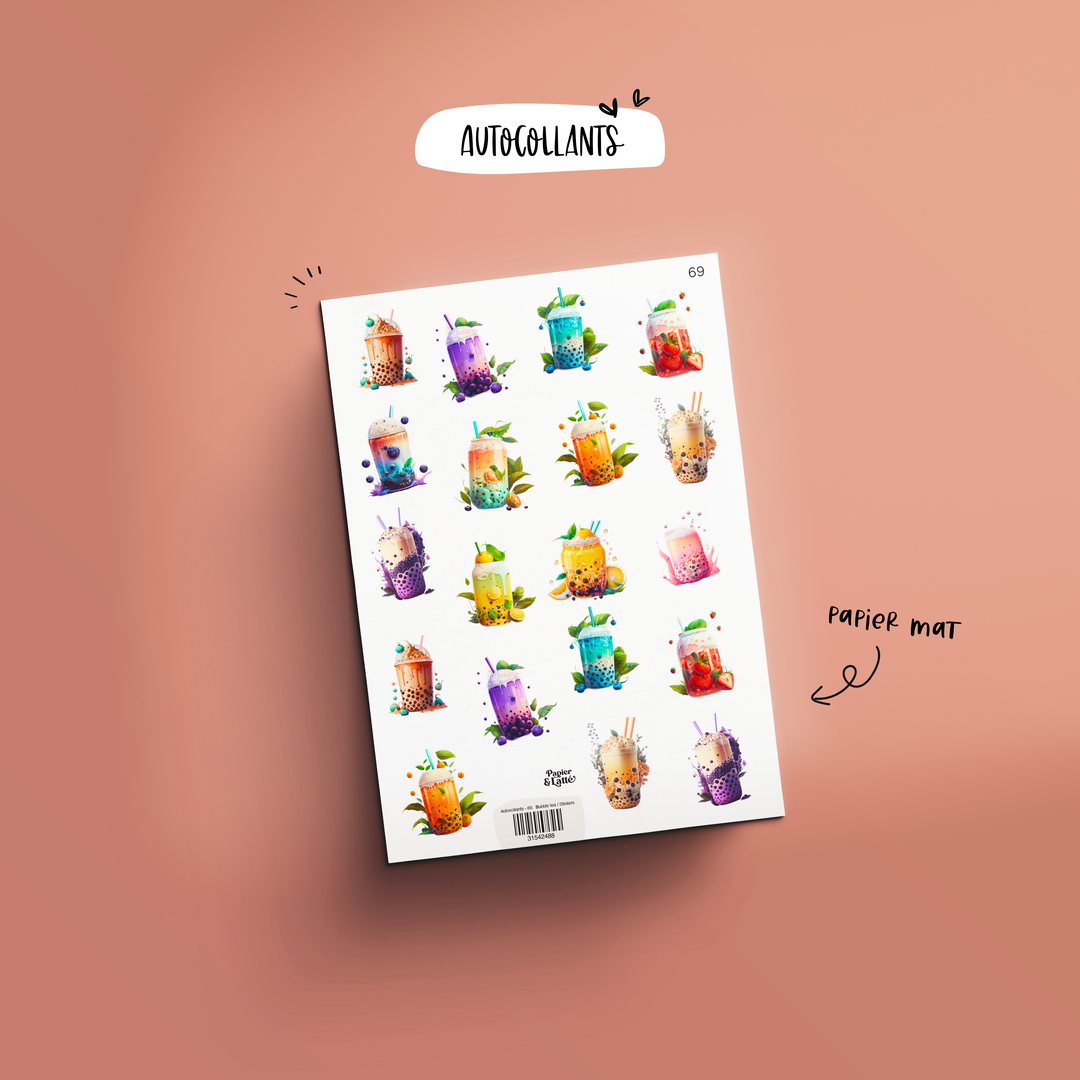Autocollants - 69. Bubble tea / Stickers
