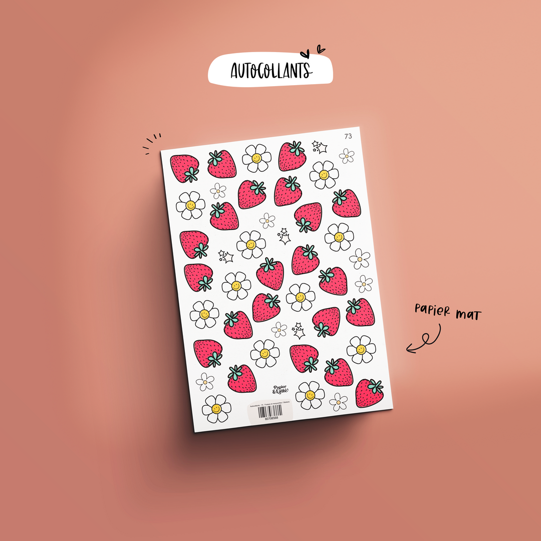 Autocollants - 73. Fraises et marguerites / Stickers