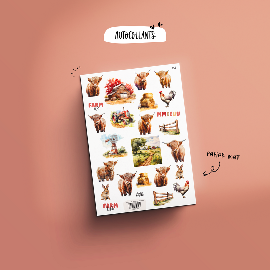 Autocollants - 84. Vaches highland / Stickers