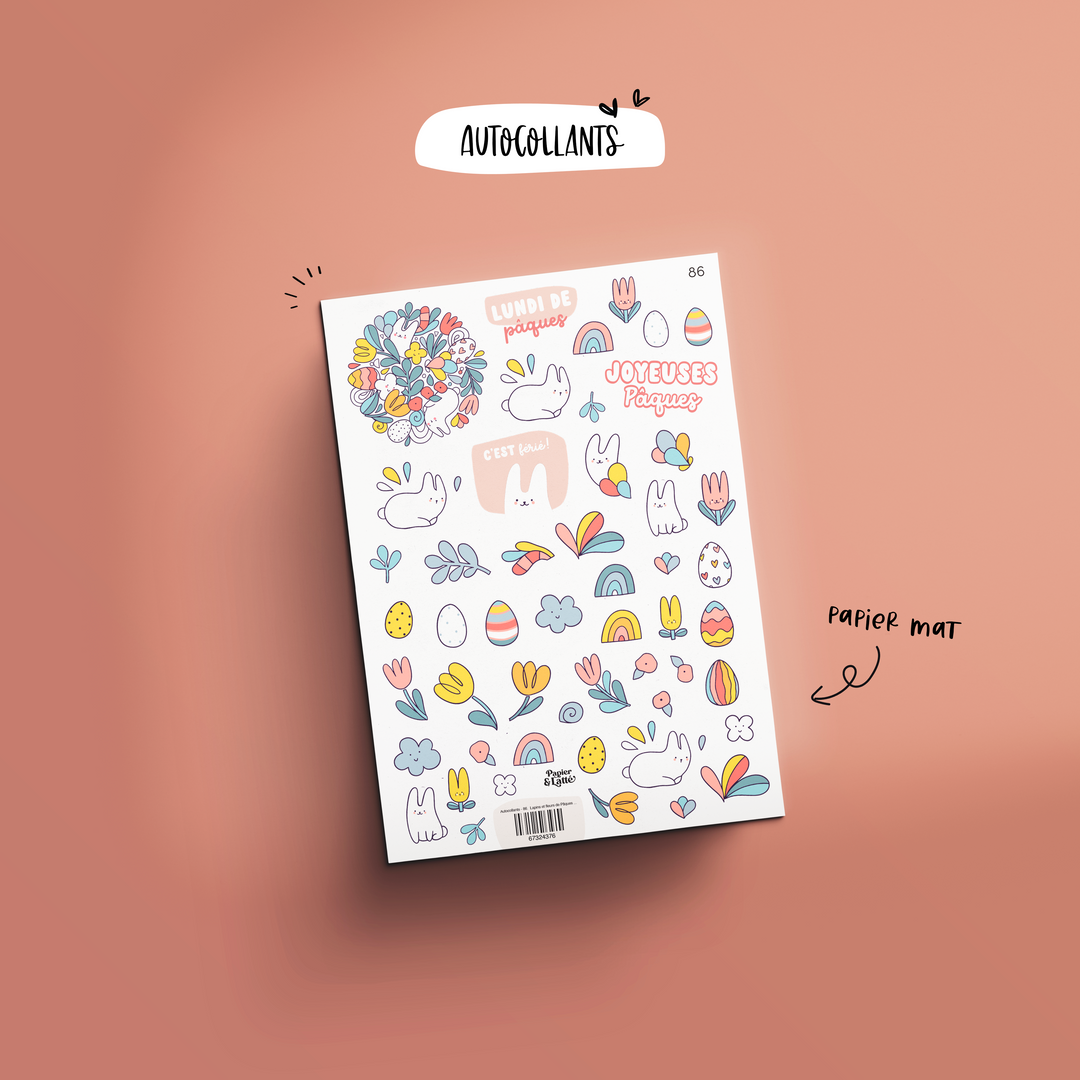 Autocollants - 86. Lapins et fleurs de Pâques / Stickers