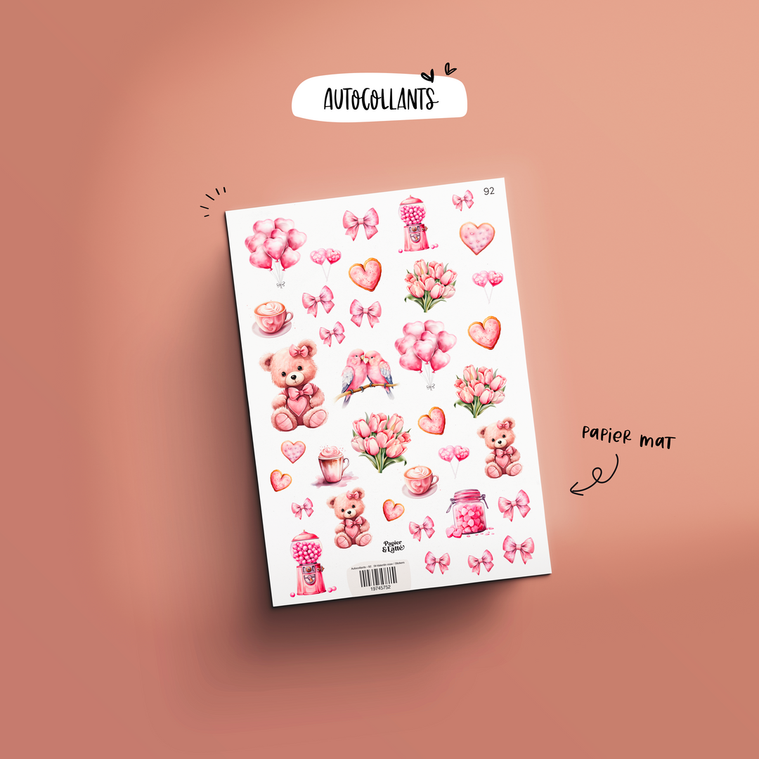 Autocollants - 92. St-Valentin rose / Stickers
