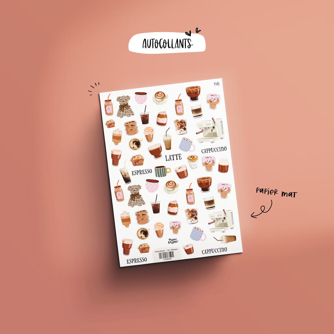 Autocollants - 116. Espresso, latté, cappuccino / Stickers